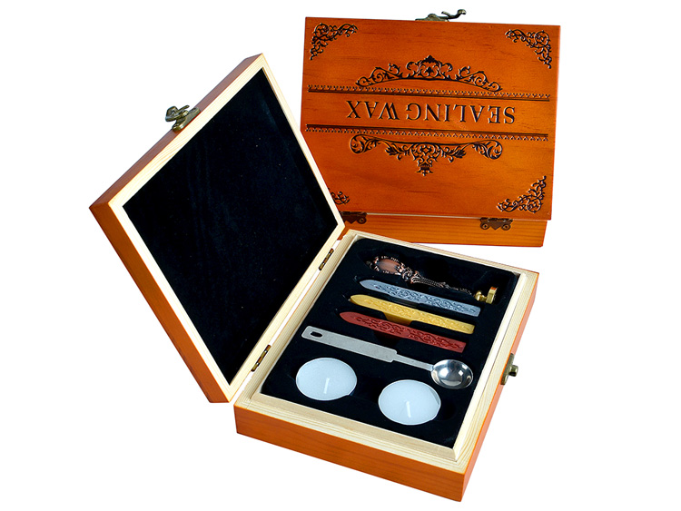 Wooden Box Custom Sealing Wax and Wax Seal Stamp Kits & Gift Set