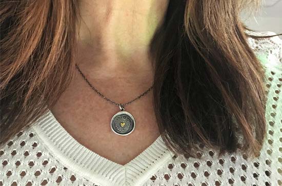 wax seal necklace, vintage seal wax pendant